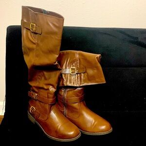 JustFab Geraldeen (Wide) Brown Boots, Size 8.5